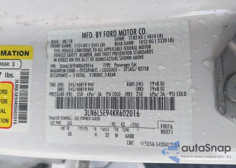 2019 Lincoln Mkz Reserve Ii from USA, damaged, VIN 3LN6L5E94KR602016